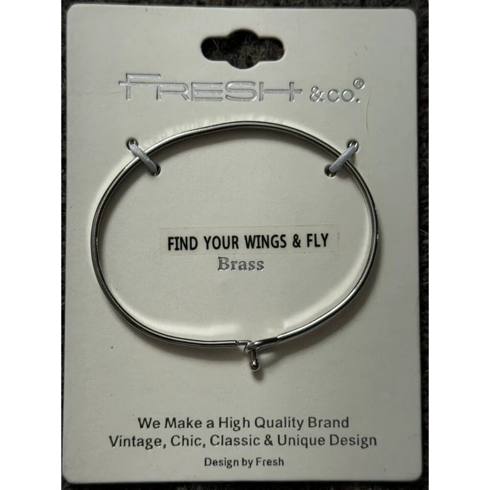 Fresh & Co Find Your Wings and Fly Brass Bangle New on Card